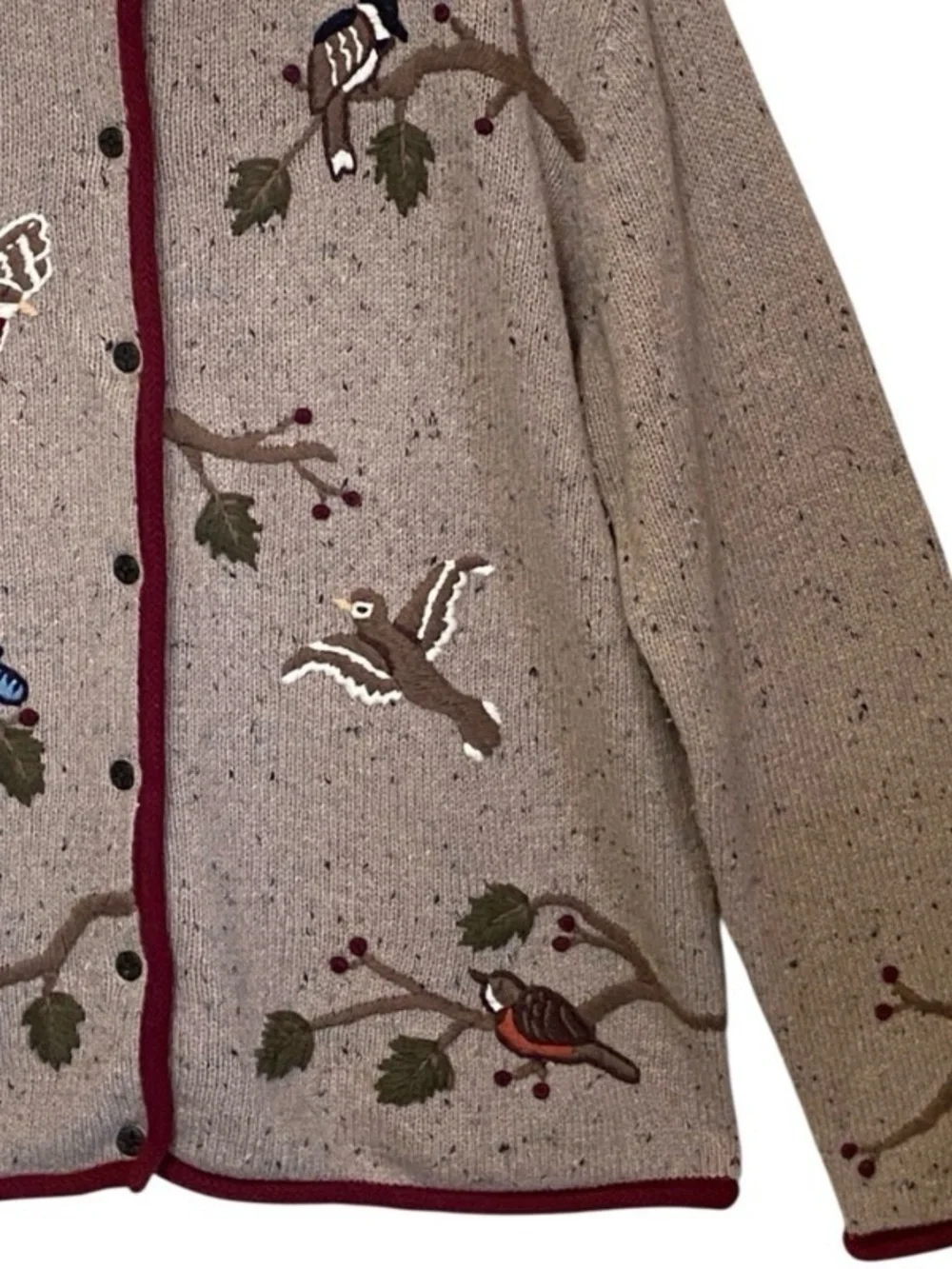 Christopher & Banks Y2K Bird Embroidered Cardigan Wool Blend Large‎
